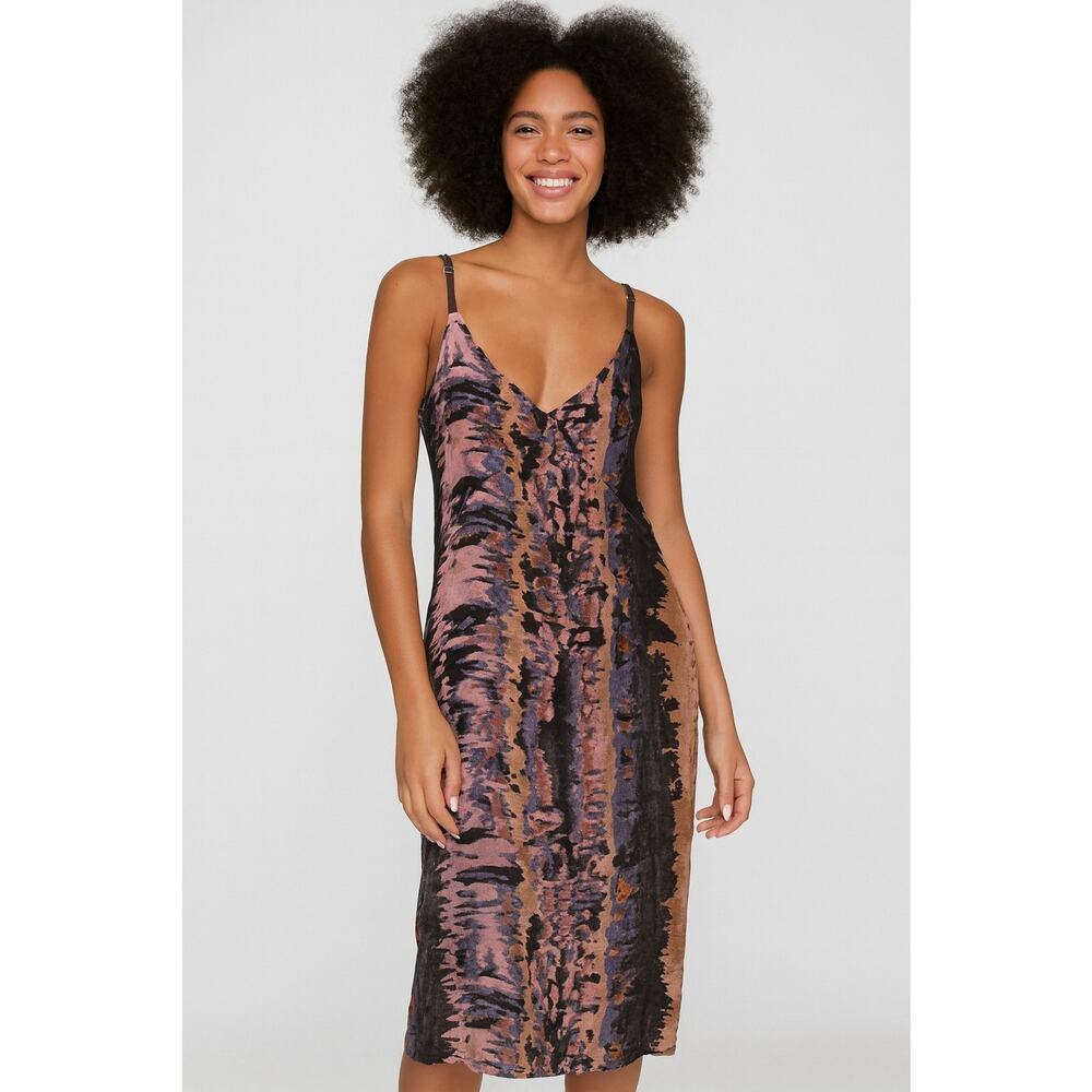 Johnny Was Multicolor Velvet Silk Blend Whimsygoth Artsy Tank Midi Dress Size S